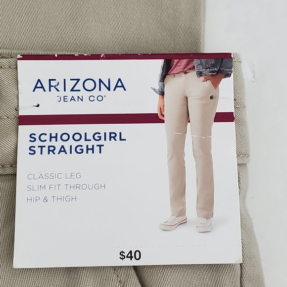 Arizona Schoolgirl Straight Tan Classic Leg Pants, NWT, 11 Average (Juniors) - Picture 9 of 14